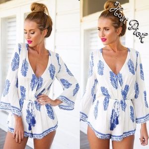 Last 4!  Vintage Beach Print Romper